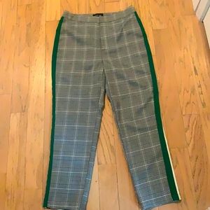 Sugar + lips plaid pants with green strips